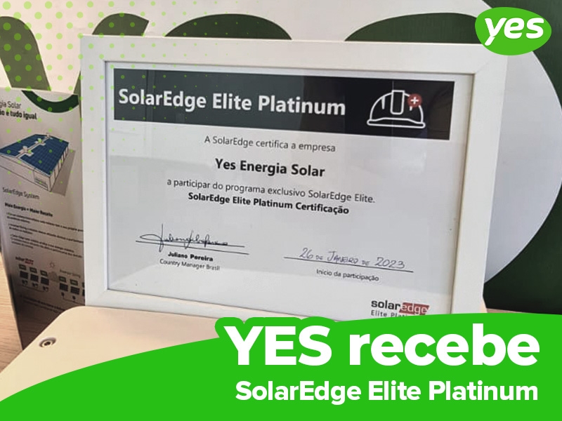 Comemorando nosso sucesso: a YES recebe o certificado SolarEdge Elite Platinum